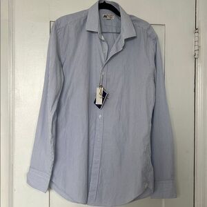 J. Crew White and Blue Striped Shirt